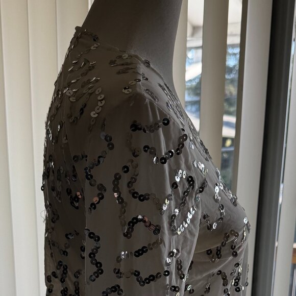 Ladies Cropped Sequin Cardigan Jacket Shirt Long Sleeve Top Betsey Johnson SZE L - Picture 4 of 15